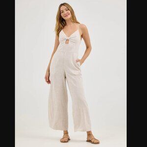 Lee Striped Knot Front Linen Jumpsuit